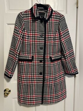 Talbots Women’s Black & Red Houndstooth Wool-Blend Coat